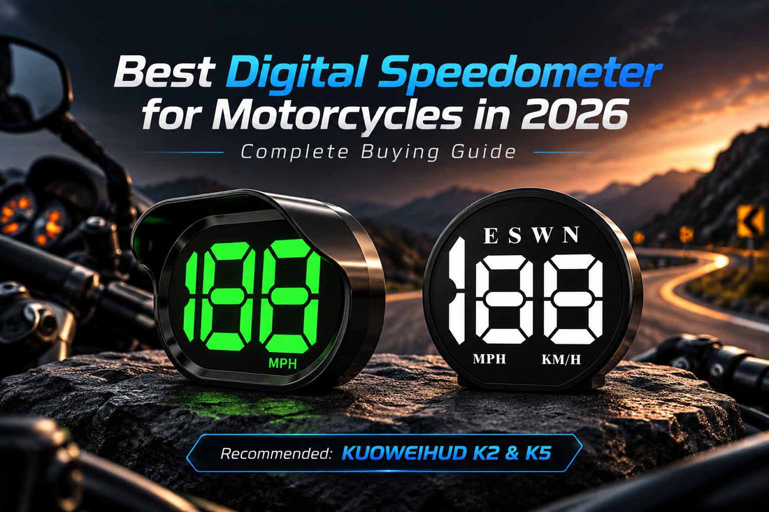 Best digital speedometer for motorcycles in 2026 featuring KUOWEIHUD K2 and K5 GPS speedometers