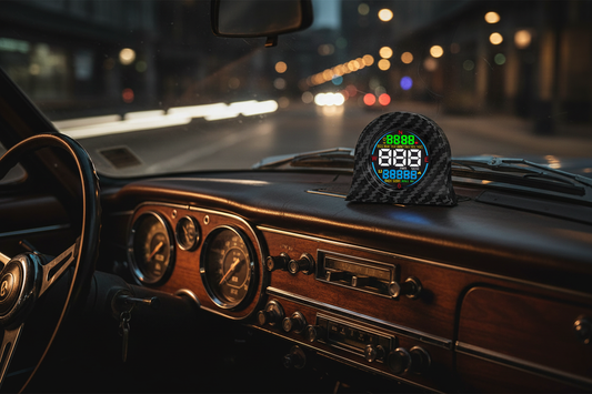 KUOWEIHUD F2 Digital GPS Speedometer mounted on older car dashboard