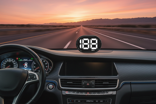 K2 GPS Digital Speedometer mounted on car dashboard displaying real-speed – KUOWEIHUD HUD display