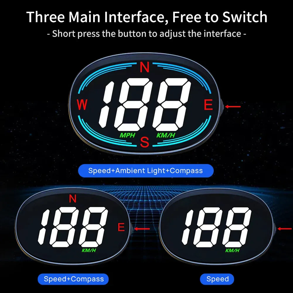 H2 Car GPS Digital Speedometer with Compass Over-speed Reminder - KUOWEIHUD