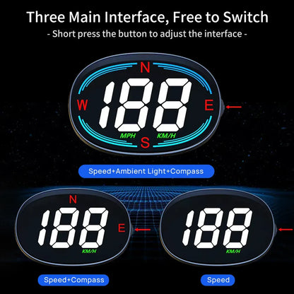 H2 Car GPS Digital Speedometer with Compass Over-speed Reminder - KUOWEIHUD