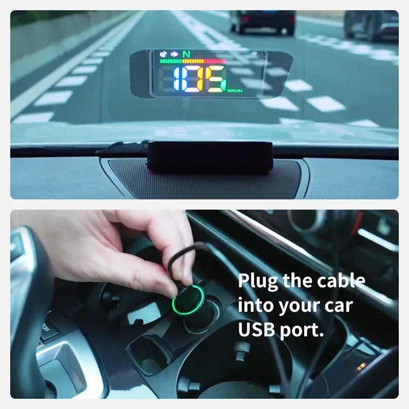 H4 Heads Up Display Car HUD GPS Speedometer with Speed Alarm - KUOWEIHUD