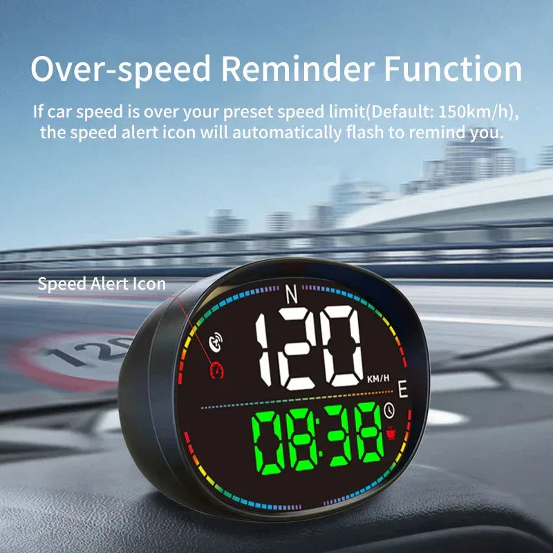H3 Car GPS Digital Speedometer & Odometer, with Time Compass Display - KUOWEIHUD