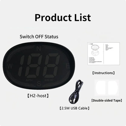 H2 Car GPS Digital Speedometer with Compass Over-speed Reminder - KUOWEIHUD