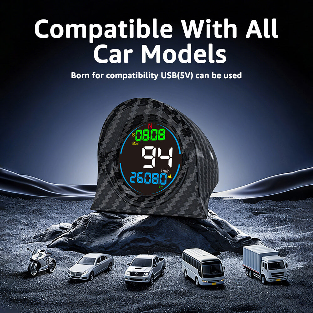 KUOWEIHUD F2 Digital GPS Speedometer Odometer for Car HUD with Altitude and Time Display, Speed Alarm & Fatigue Reminder