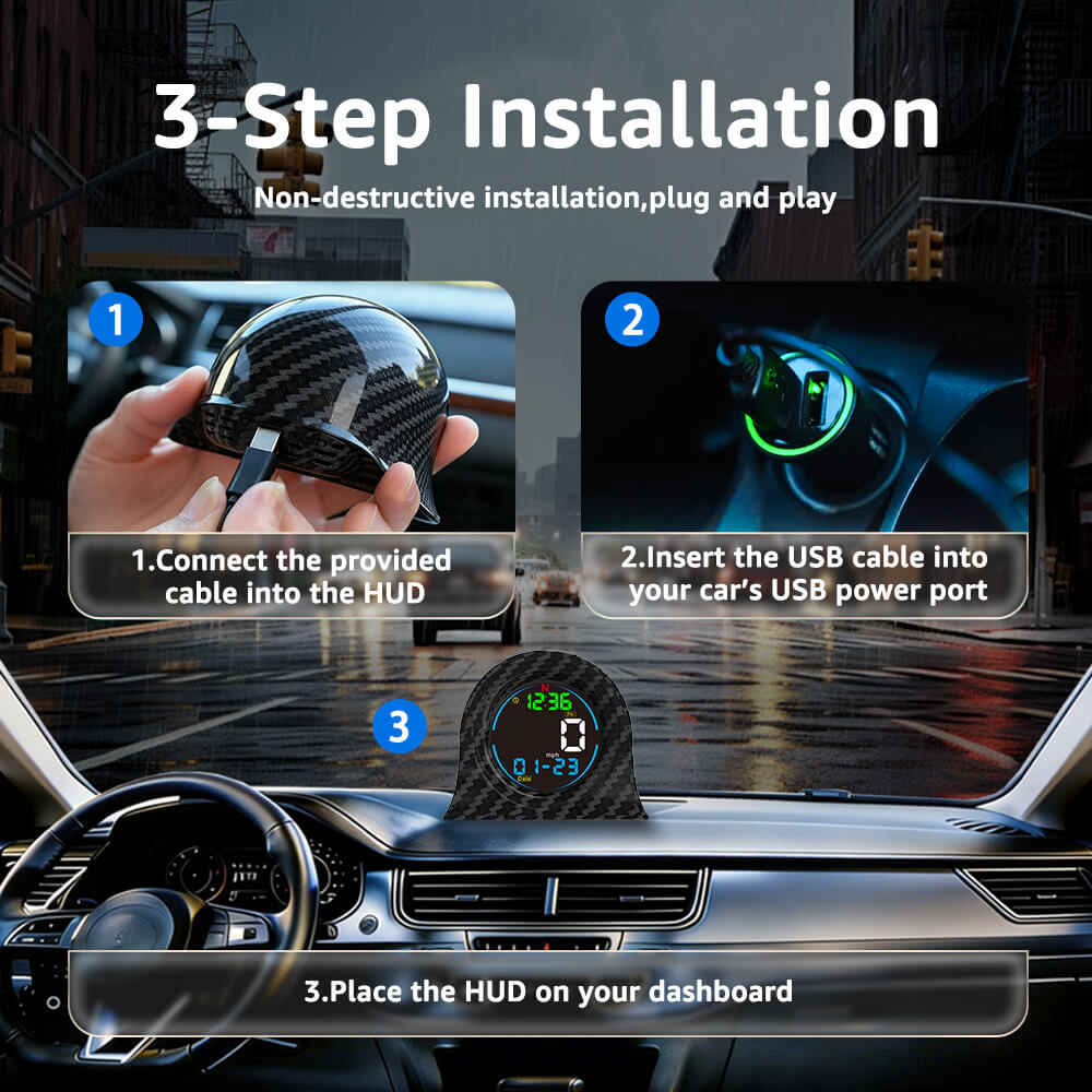 KUOWEIHUD F2 Digital GPS Speedometer Odometer for Car HUD with Altitude and Time Display, Speed Alarm & Fatigue Reminder