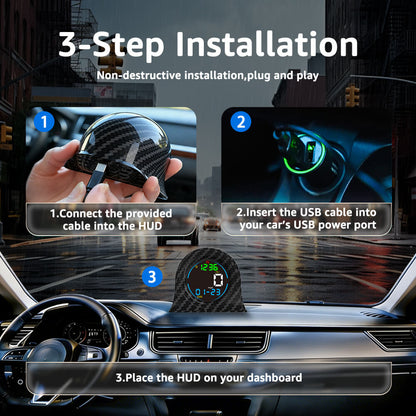 KUOWEIHUD F2 Digital GPS Speedometer Odometer for Car HUD with Altitude and Time Display, Speed Alarm & Fatigue Reminder
