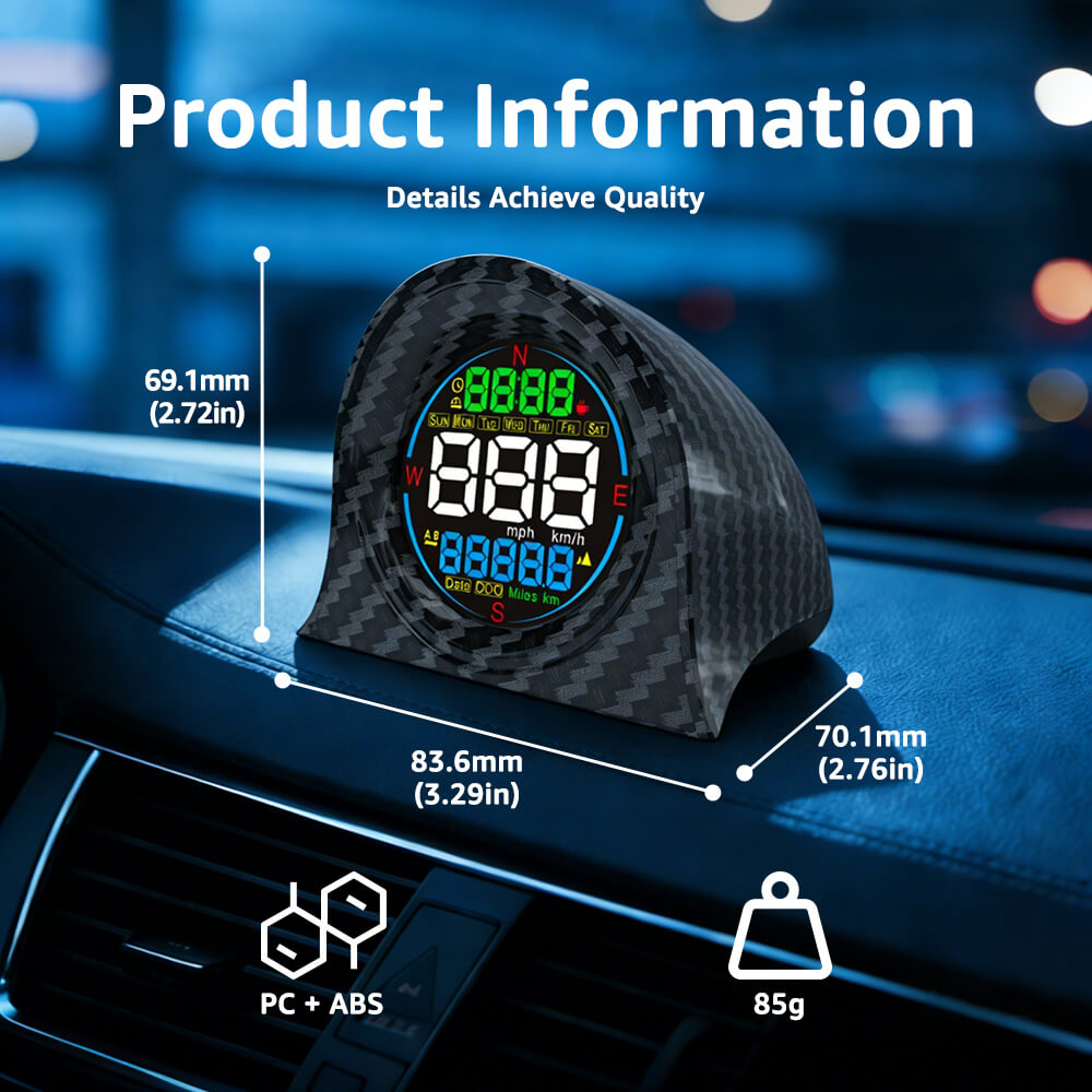 KUOWEIHUD F2 Digital GPS Speedometer Odometer for Car HUD with Altitude and Time Display, Speed Alarm & Fatigue Reminder