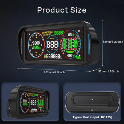 F6 6.8-inch LCD Screen Intelligent Multi-function Car Gauge - KUOWEIHUD