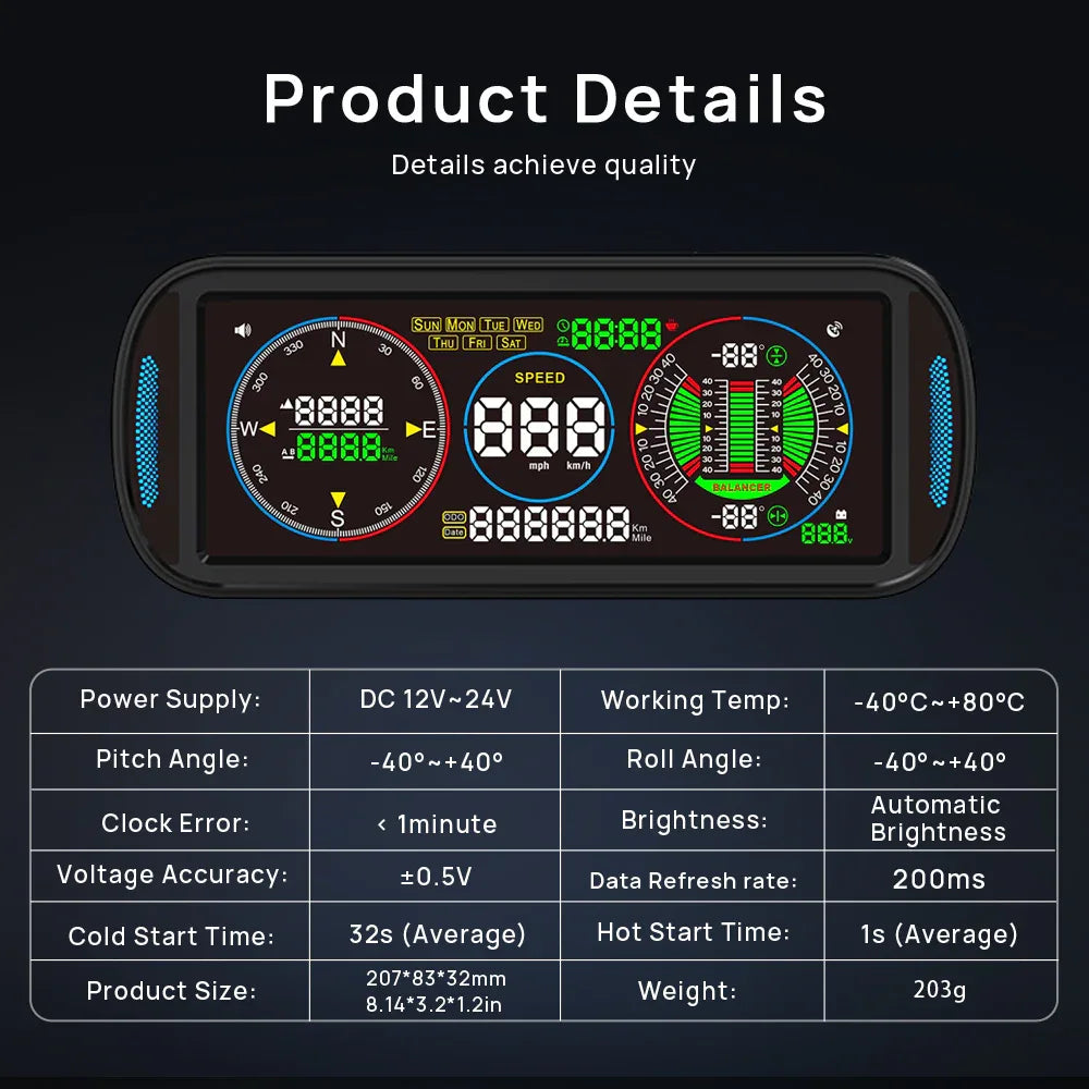 F6 6.8-inch LCD Screen Intelligent Multi-function Car Gauge - KUOWEIHUD