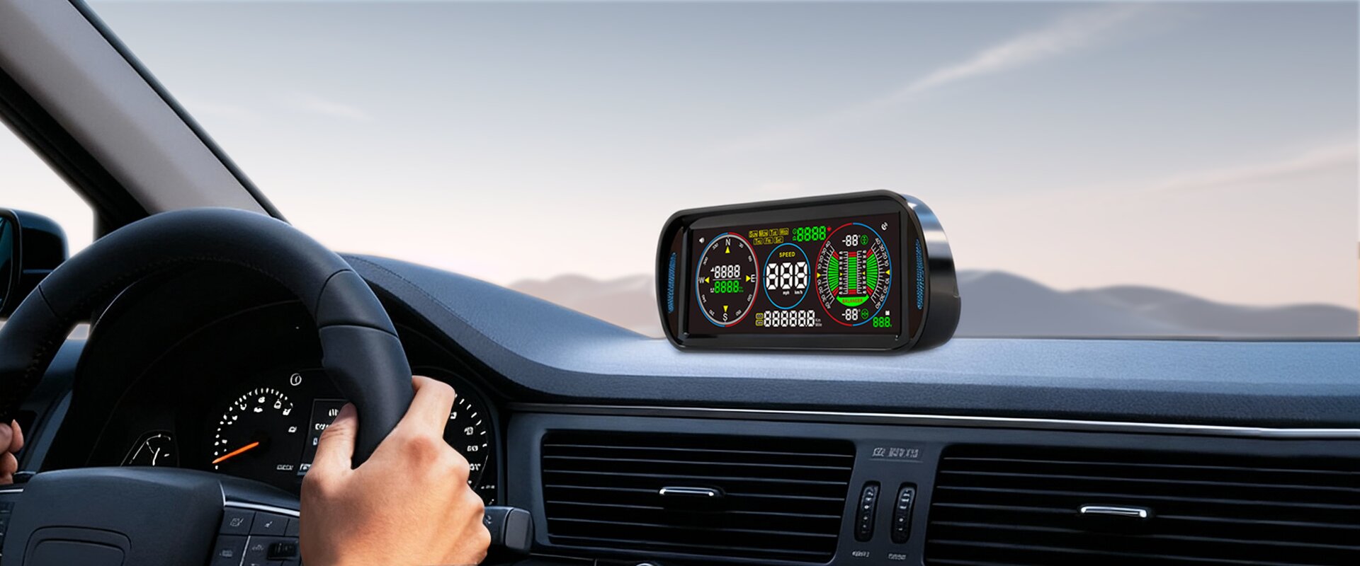 KUOWEIHUD F6 LCD screen car guage off-road inclinometer speedometer odometer