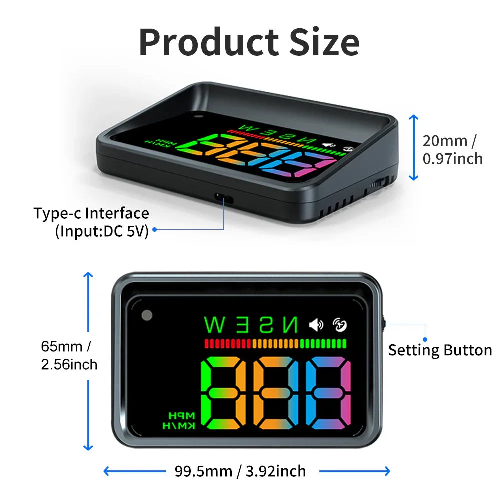 H4 Heads Up Display Car HUD GPS Speedometer with Speed Alarm - KUOWEIHUD