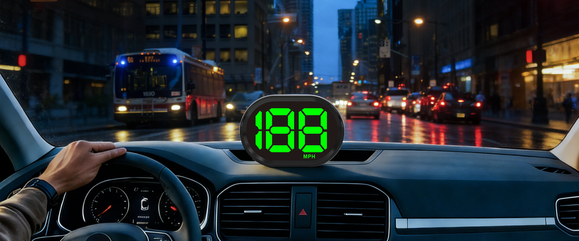 K2 car speedometer is placed on car dashboard