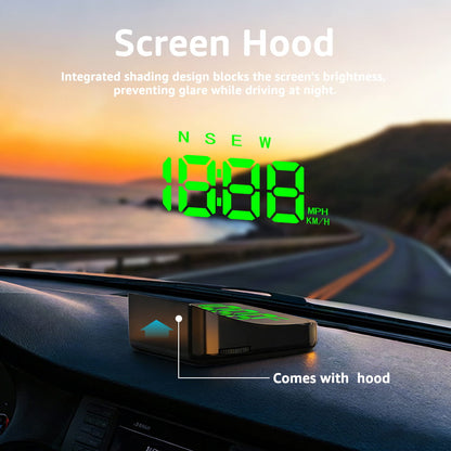 KUOWEIHUD K4 HUD Heads Up Display GPS Speedometer for Car Speed Time Display MPH & KM/H