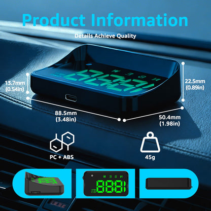 KUOWEIHUD K4 HUD Heads Up Display GPS Speedometer for Car Speed Time Display MPH & KM/H