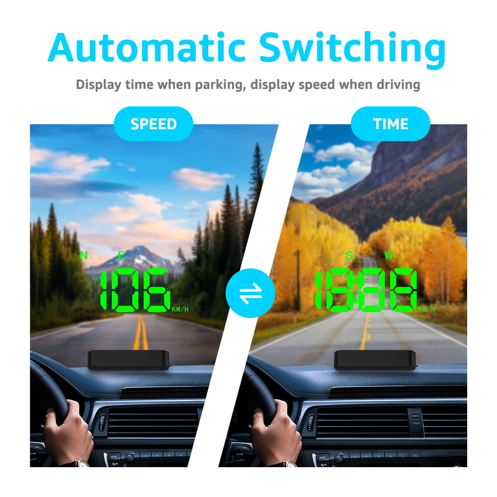 KUOWEIHUD K4 HUD Heads Up Display GPS Speedometer for Car Speed Time Display MPH & KM/H
