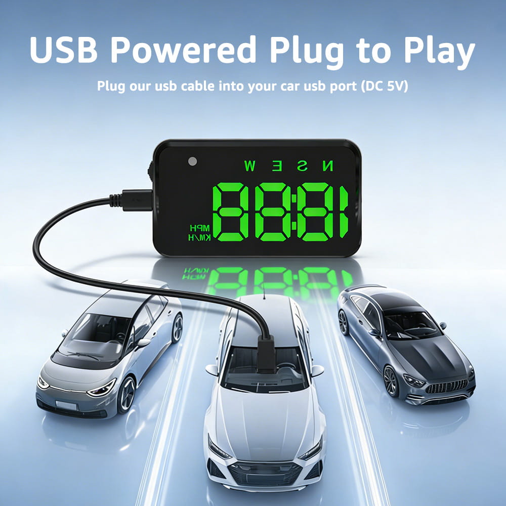 KUOWEIHUD K4 HUD Heads Up Display GPS Speedometer for Car Speed Time Display MPH & KM/H
