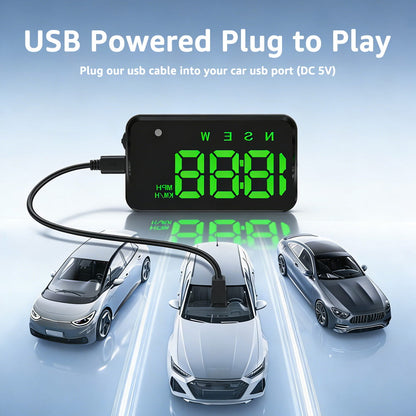 KUOWEIHUD K4 HUD Heads Up Display GPS Speedometer for Car Speed Time Display MPH & KM/H