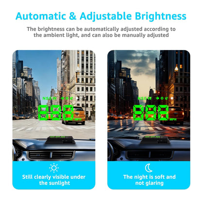 H1 HUD Car Head Up Display with Compass & Speed Alarm