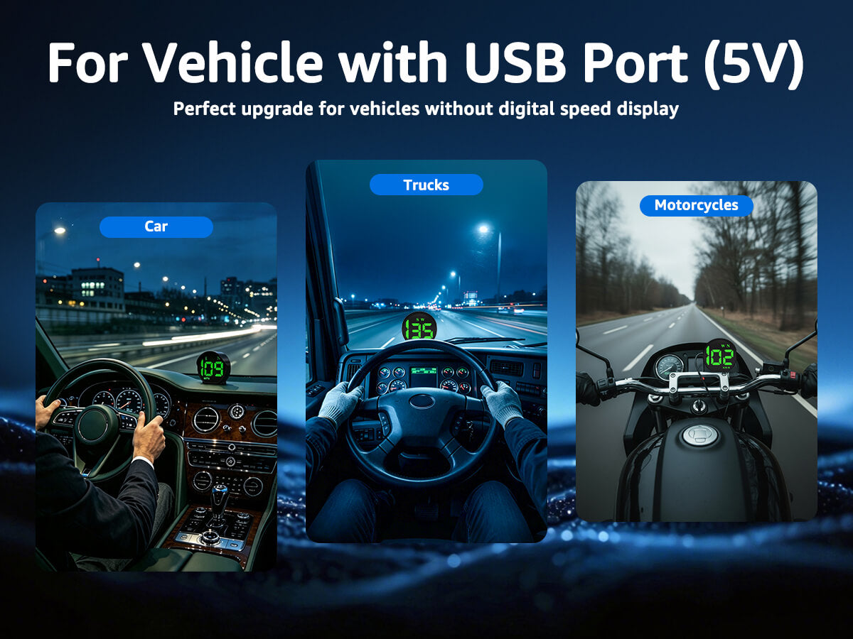K5 GPS speedometer compatible with cars, trucks, SUVs, RVs and motorcycles
