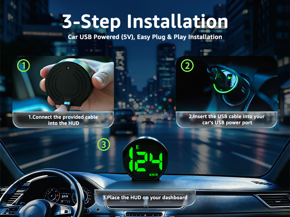K5 GPS speedometer with plug-and-play USB installation setup