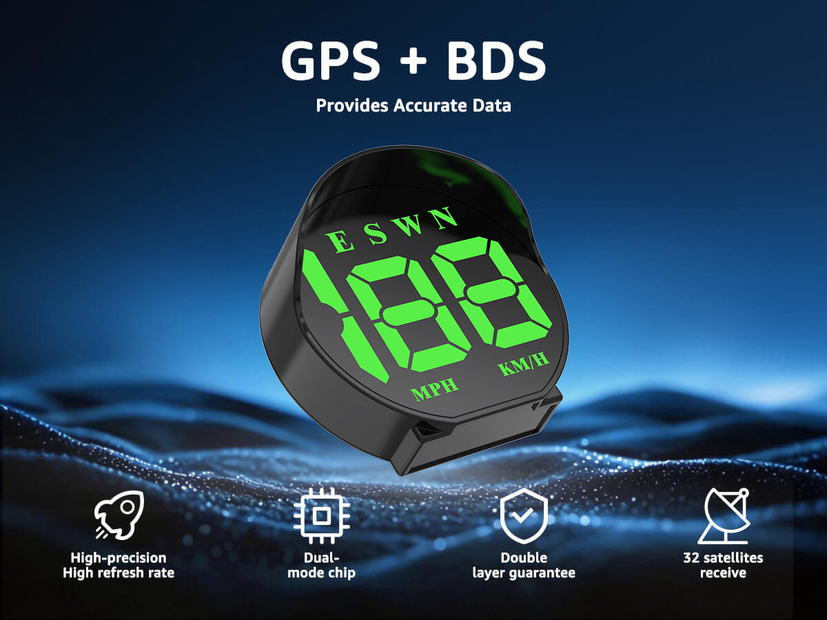K5 GPS speedometer displaying real-time driving speed with GPS positioning technology